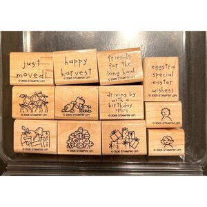 2005 Stampin Up! Loads Of Love Accessories Wood-Mounted Rubber Stamp Set